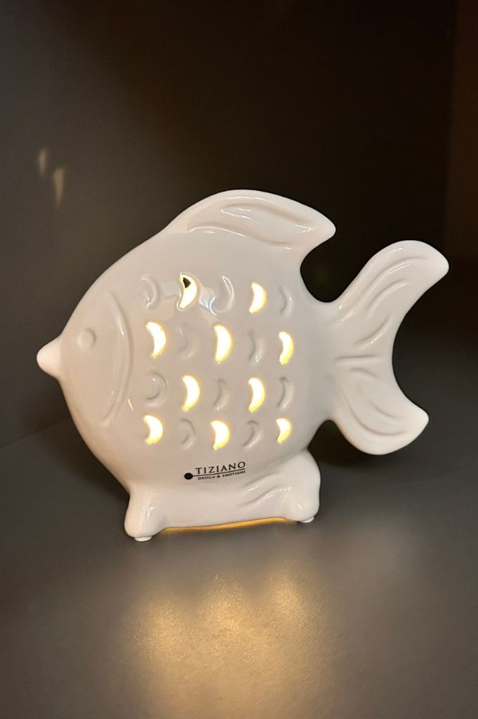 Deko Fisch Neon LED creme-weiß