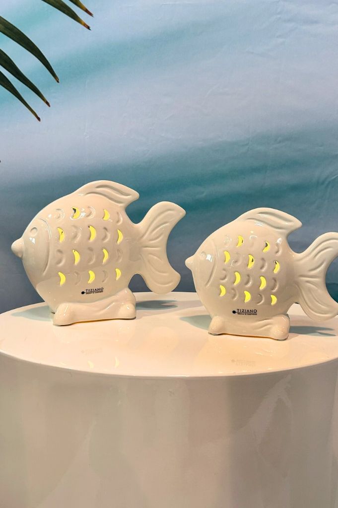 Deko Fisch Neon LED creme-weiß