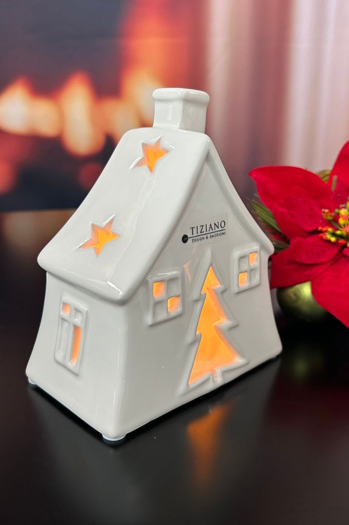 Teelichthaus Oliveto creme-weiß