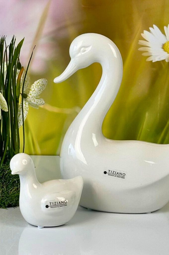 4er Set Deko Gänsefamilie Papina creme-weiß