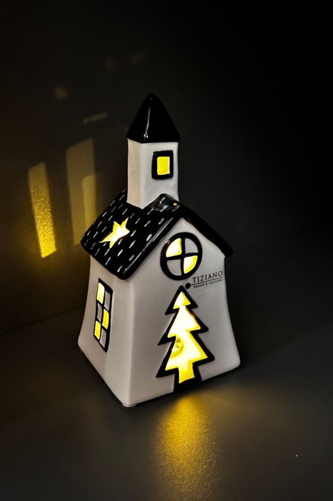 Deko Haus Pedaso LED schwarz/creme-weiß