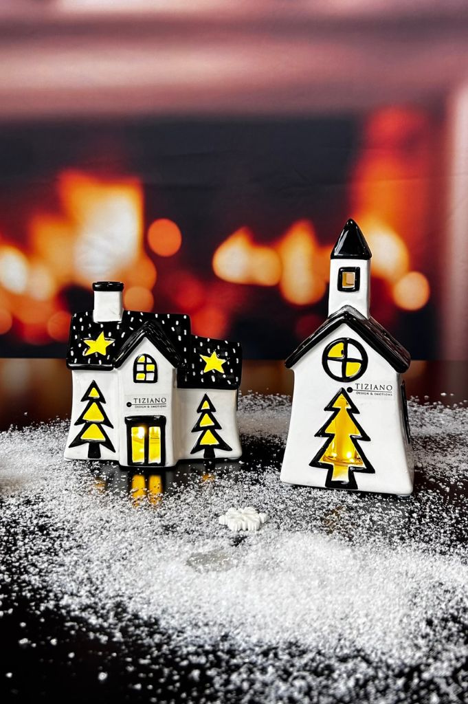 Deko Haus Pedaso LED schwarz/creme-weiß