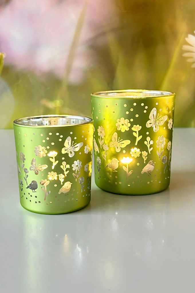 Tischlicht Polline mit Blumen grün
