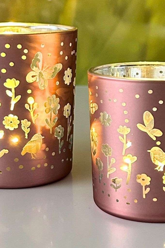 Tischlicht Polline mit Blumen rosa