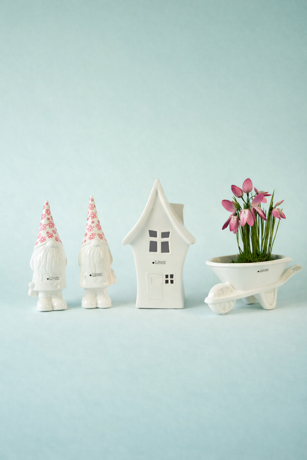 Dekoset blumige Zwergenidylle rosa