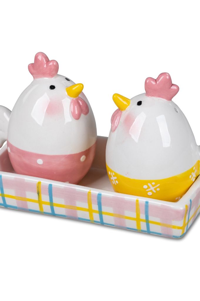 Deko Salz+Pfefferset Hühner handbemalt