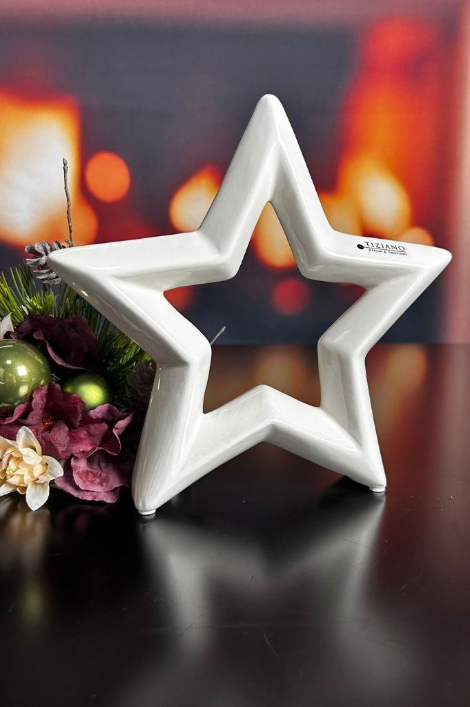 Deko Stern Saphira creme-weiß
