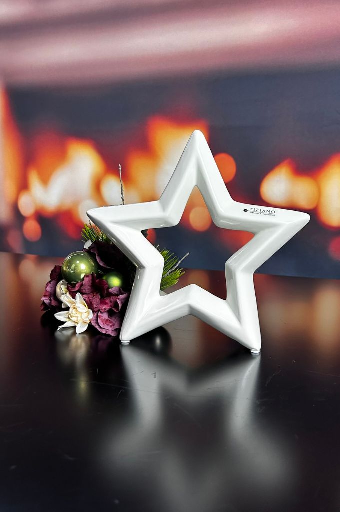 Deko Stern Saphira creme-weiß