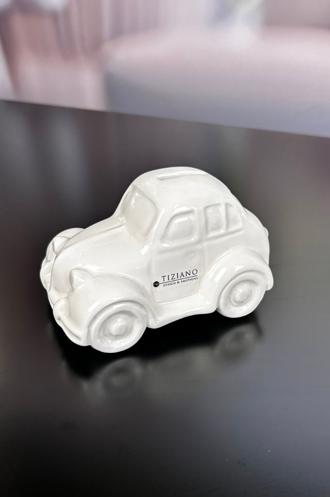 Spardose Auto Soldo 13cm creme