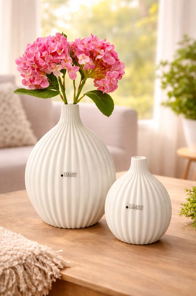 Vase Prisma groß creme-weiß