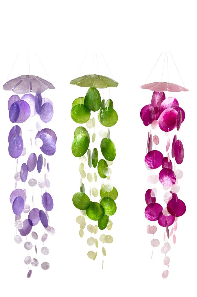 Windspiel Capiz Muscheln 54cm farblich sortiert