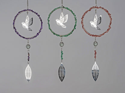 Deko Hänger Vogel im Ring mit Steinen