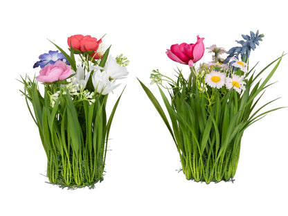 Deko Blumenmix auf Grassockel
