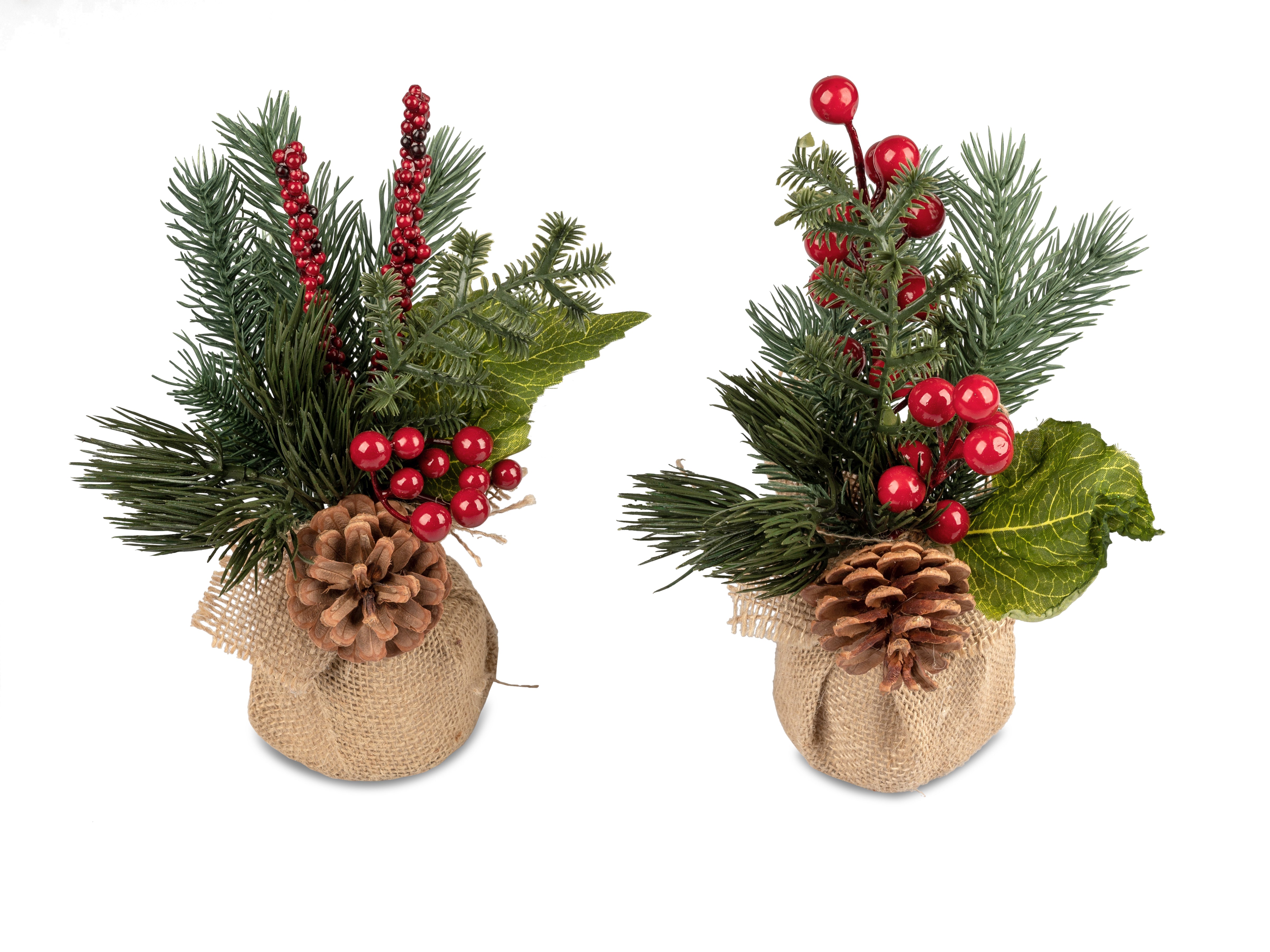 Deko Tanne im Jutesack 26cm mit Beeren
