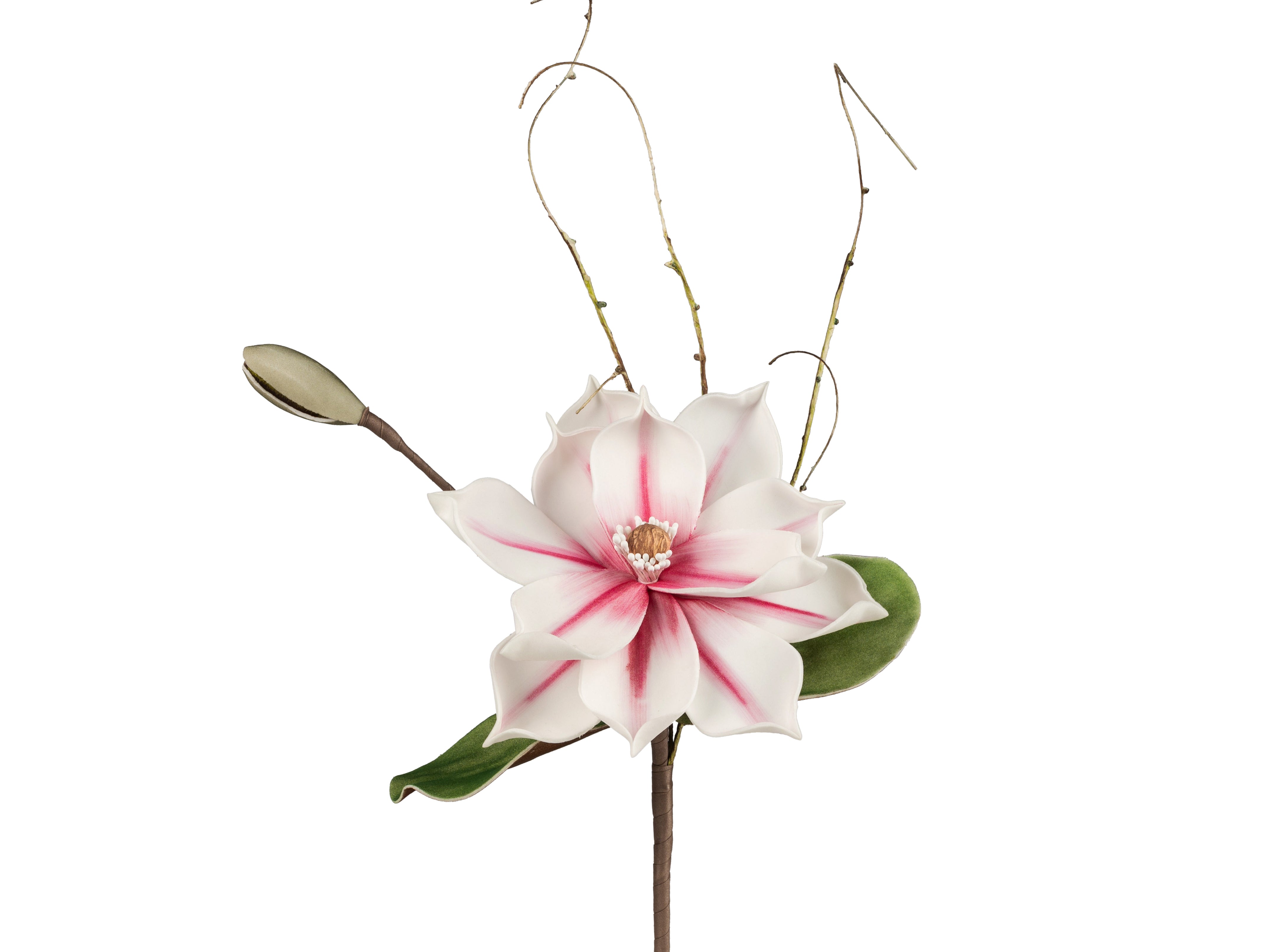Deko Foam Magnolie 42cm pink-weiß