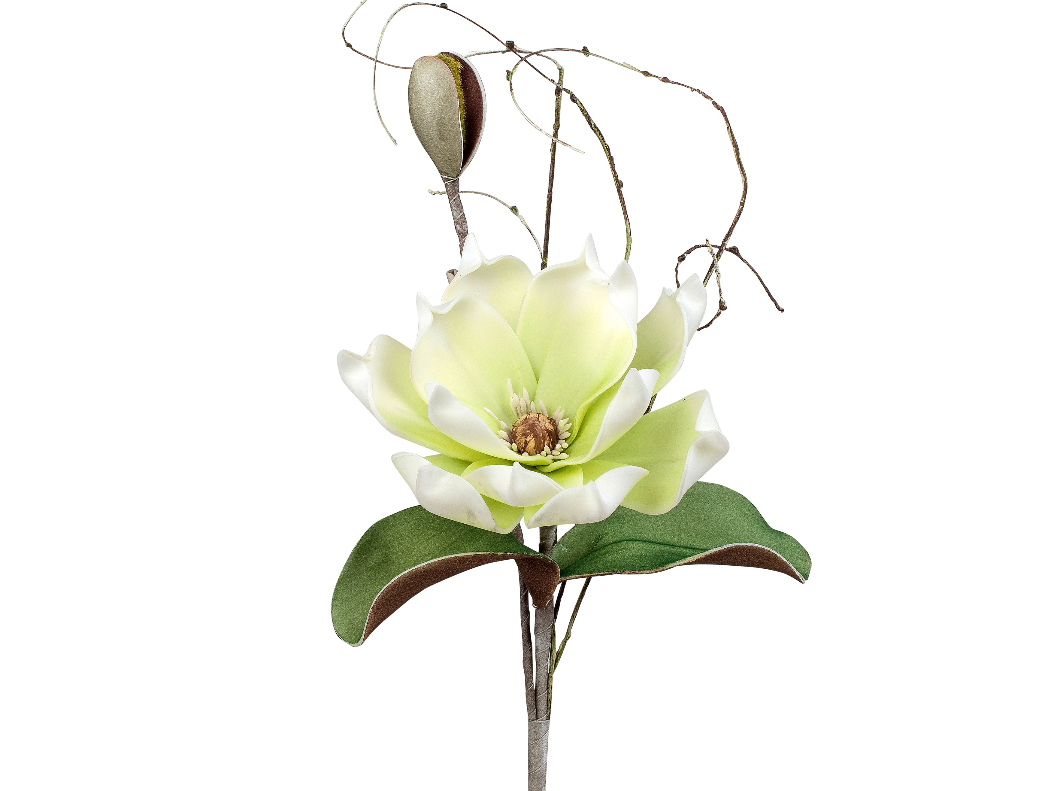 Deko Foam Magnolie 42cm grün-weiß