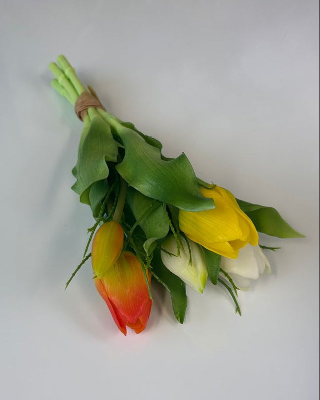 Deko 5er Tulpenbund 30cm gelb-orange-weiß