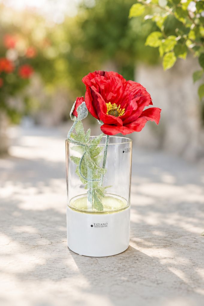 Dekoset Windlicht Laterna LED mit Blumenmix