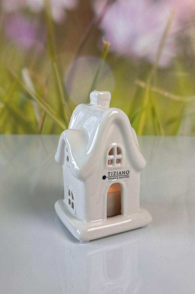 D4 Deko Teelichthaus Donino creme-weiß