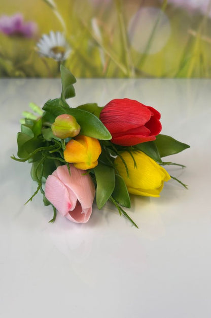 Deko 5er Tulpenbund 30cm gelb-rot-rosa