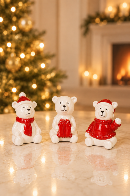 3er Set Deko Bär Baxter Winter in Geschenkkarton