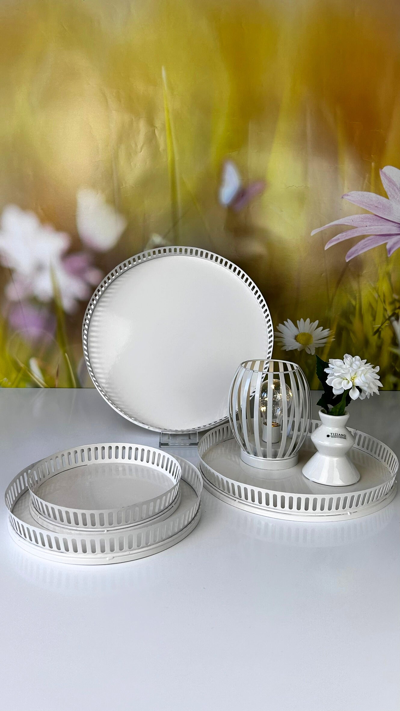 Metallschale Canneto rund creme-weiß