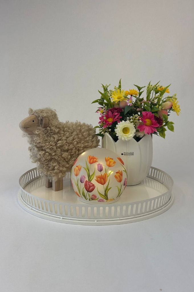 Dekoset Wollschaf und LED Kugel Tulpenliebe