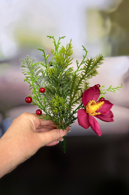 Tischdeko Tanne-Christrose 22cm bordeaux