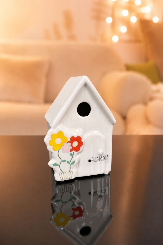 J5 Deko Gartenhaus Fano 13cm creme-weiß