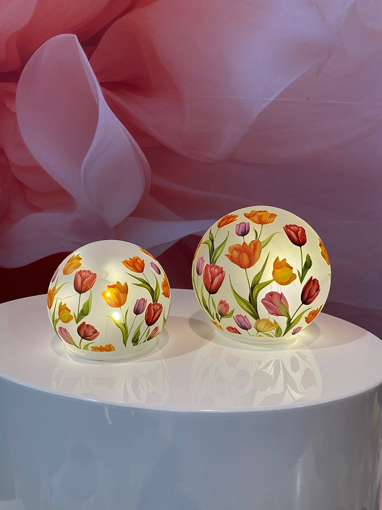 2er Set Deko Lichtkugel LED Tulpendekor
