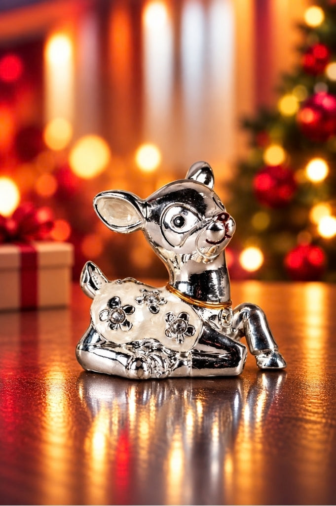 2er Set Deko Reh pearl creme-silber