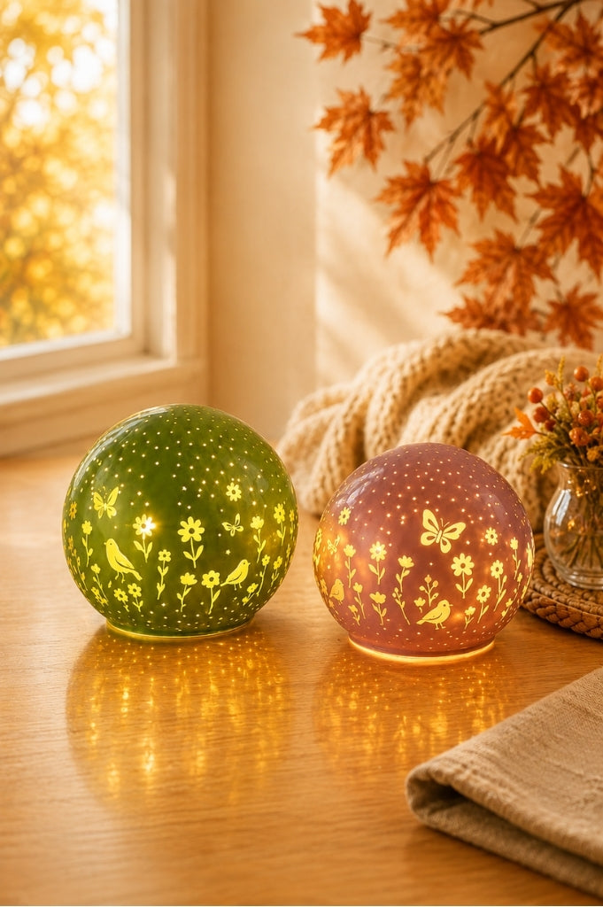 2er Set Lichtkugel Polline LED grün+rosa