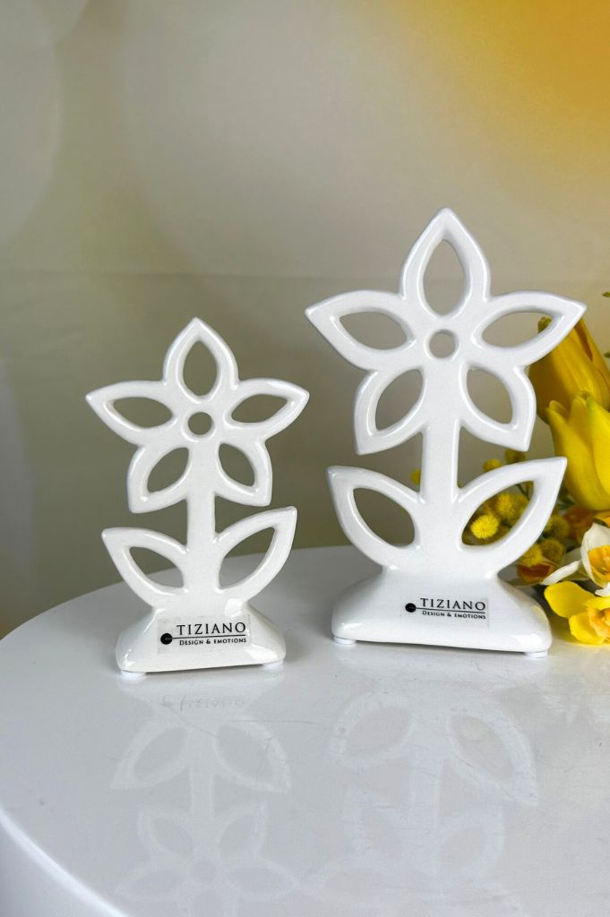 Deko Blume Mesola eckig creme-weiß