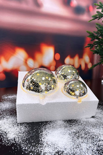 3er Set LED Glaskugel Lumina silber