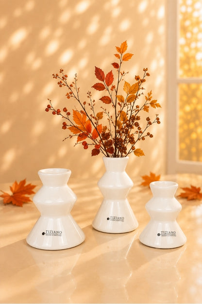 3er Set Minivase Silandro 9-12cm creme-weiß