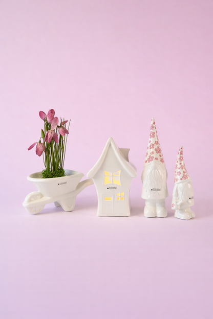 Dekoset blumige Zwergenidylle rosa