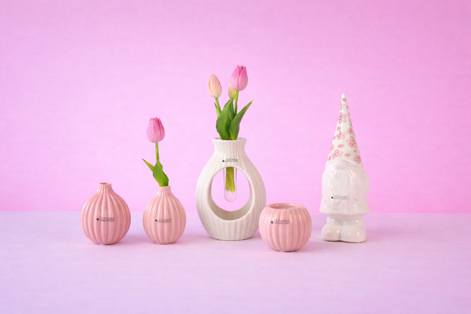 Dekoset Zwerg Geraldo+Prisma rosa+creme