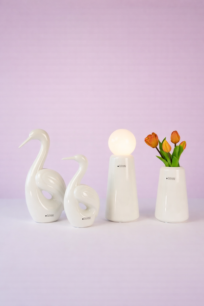 Dekoset Vogel Splendido L+Vase Luminara mit LED Birne