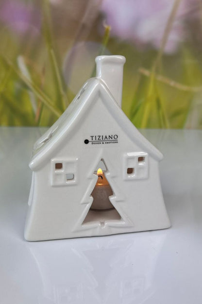 Teelichthaus Oliveto creme-weiß