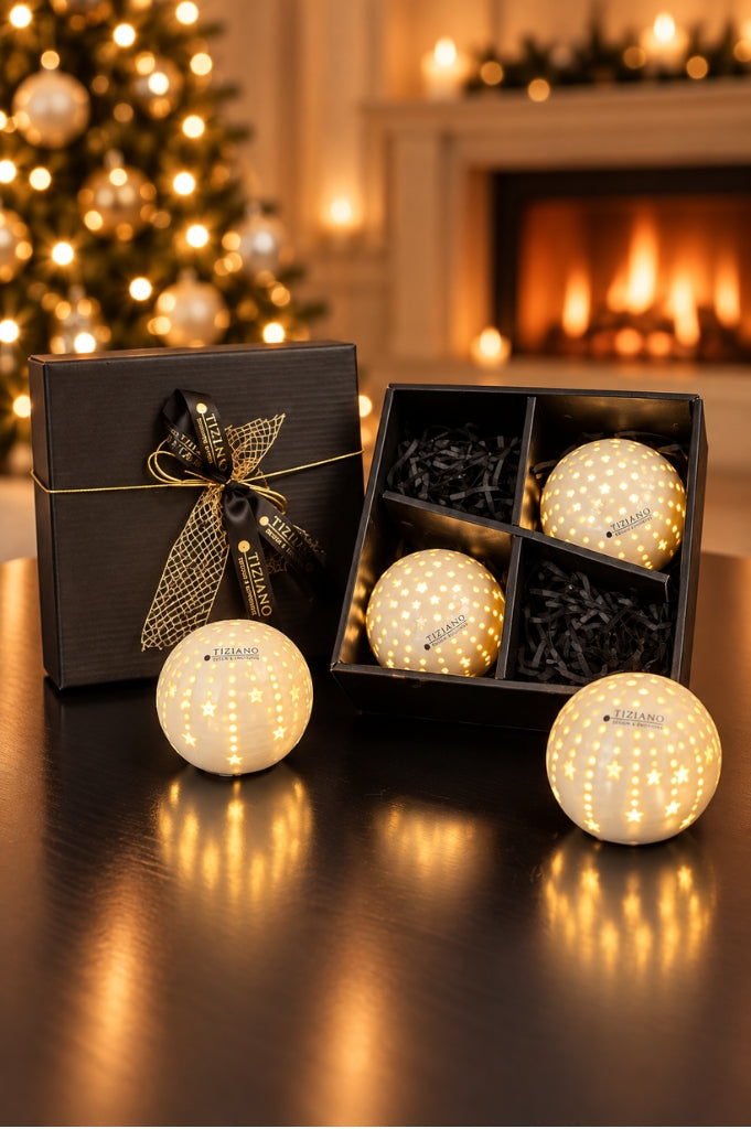 4er Set Lichtkugel Calante Stern LED 8cm in Geschenkkarton