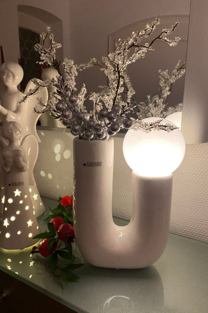 Lampe Fiorello 22cm U-Form mit LED Birne creme-weiß