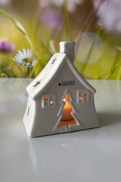 Teelichthaus Oliveto creme-weiß