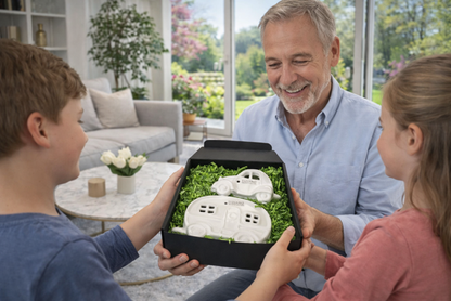 Geschenkbox S Deko Auto Milo+Wohnwagen Casina creme-weiß