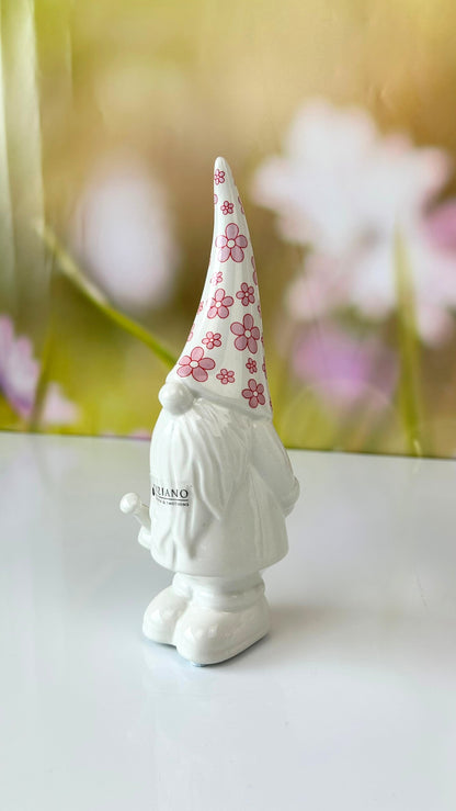 Zwerg Geraldo mit Mütze in Blumenmuster rosa