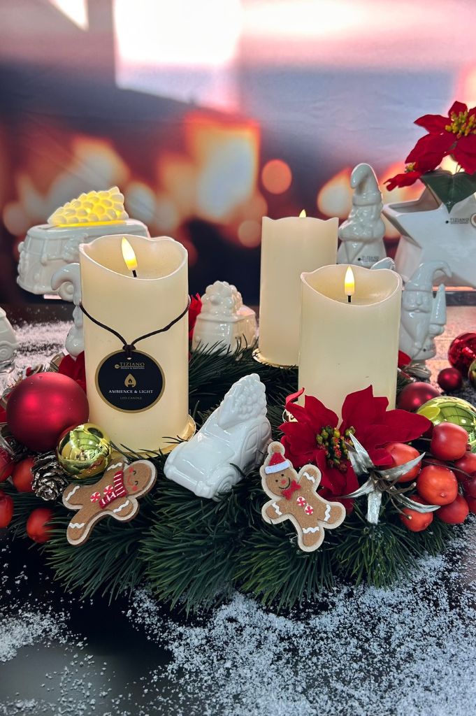 Adventskranz mit Kerze Sotto LED+Bus Caso+Herbie+Sam