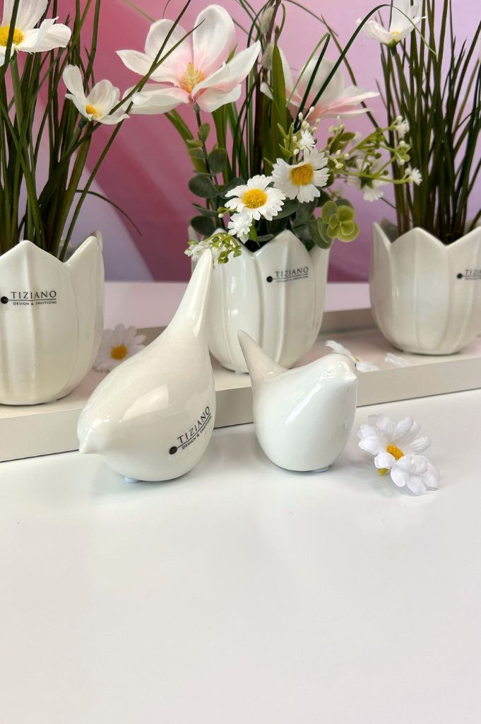 Dekoset Vögel Alfredo+Tollina und Blumendeko