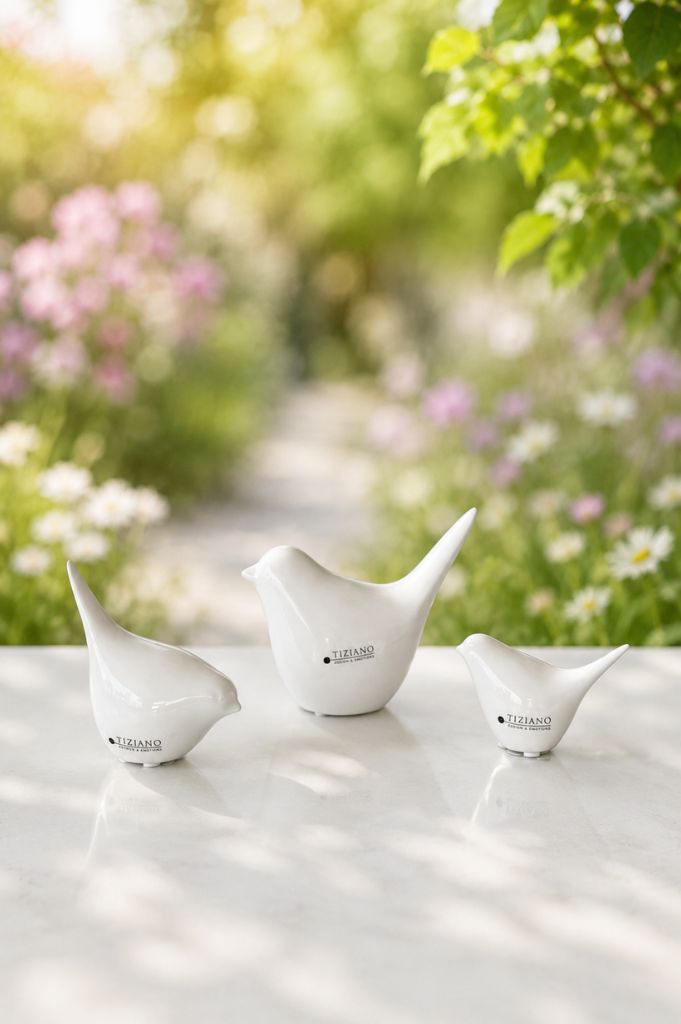 3er Set Vogel Alfredo creme-weiß