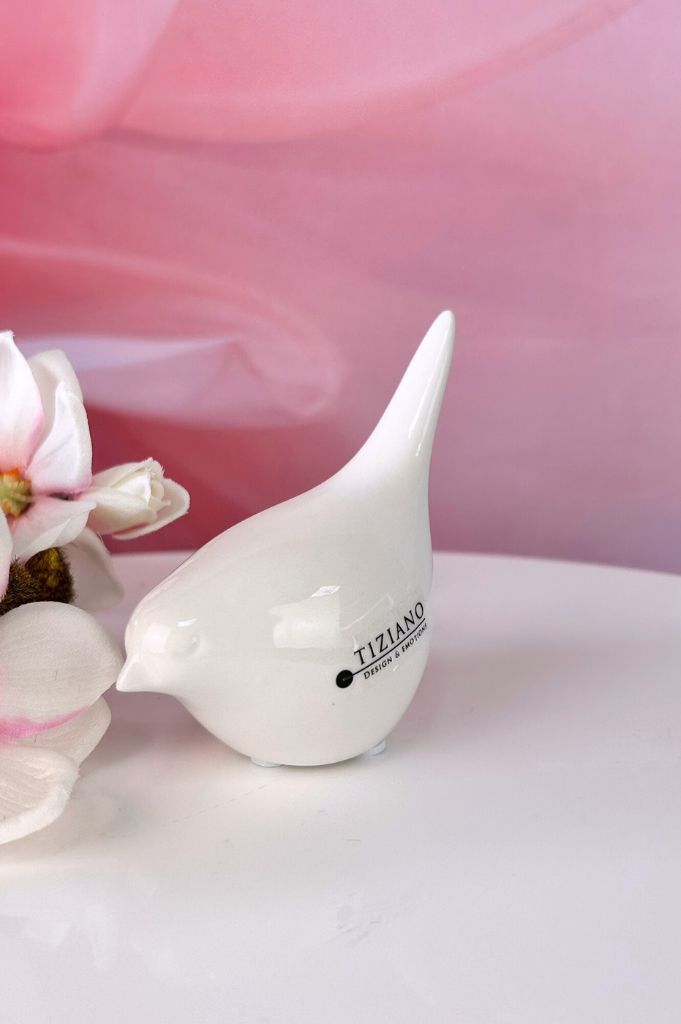 Deko Vogel Alfredo creme-weiß