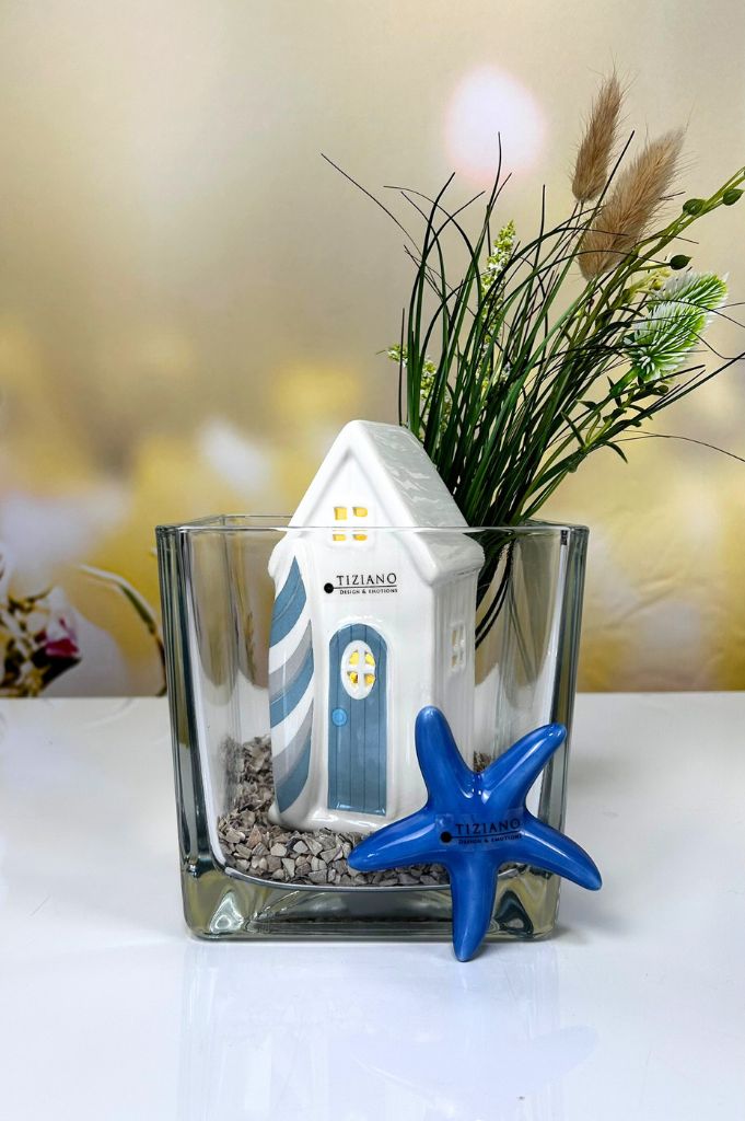 Dekoset Glas Alone mit Beachhouse Fano LED + Seestern