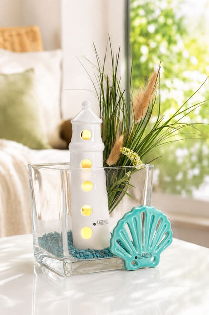 Dekoset Glas Alone mit Farol + Muschel